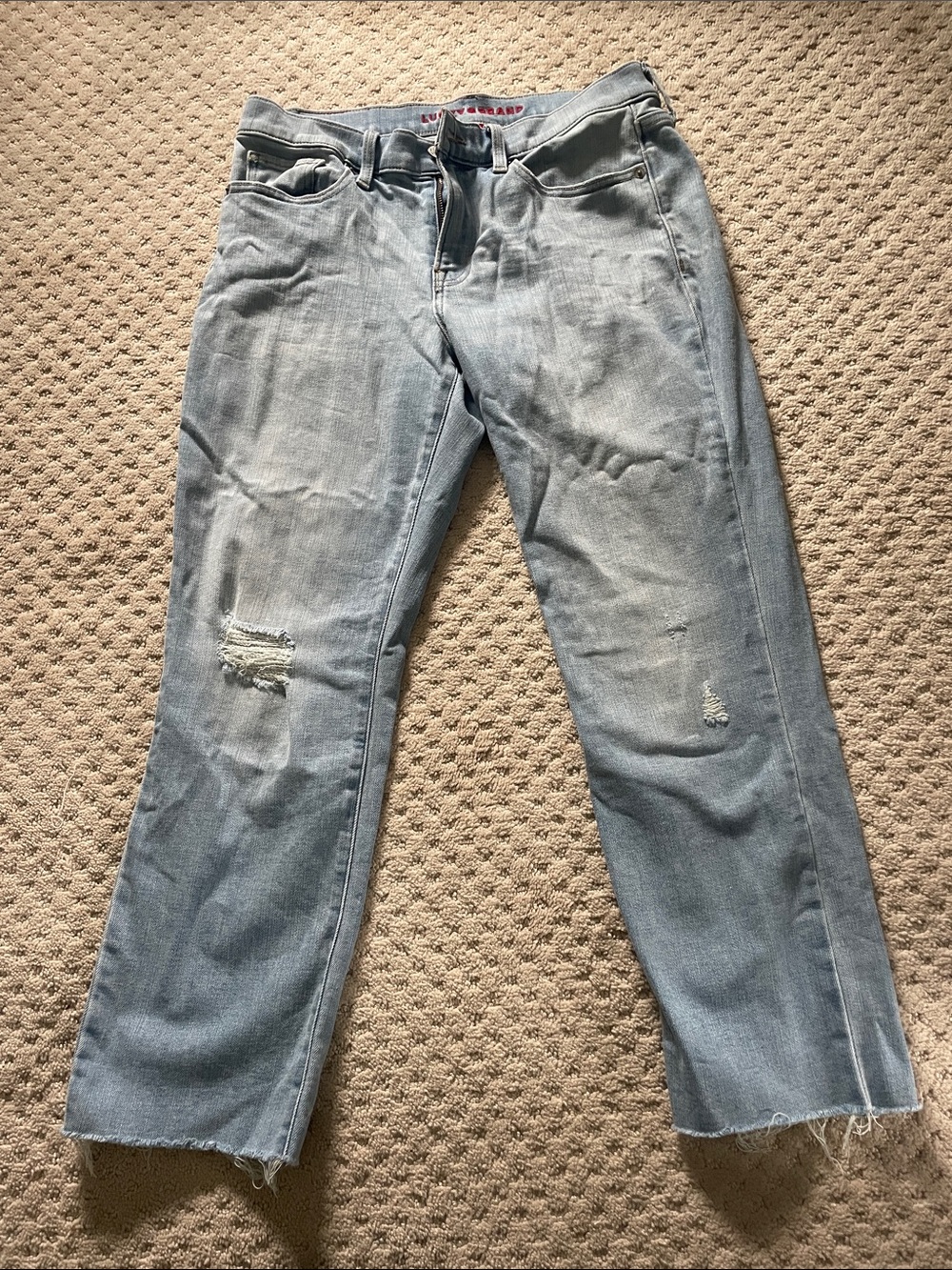 Lucky Brand Light Blue Straight Leg Distressed Jeans